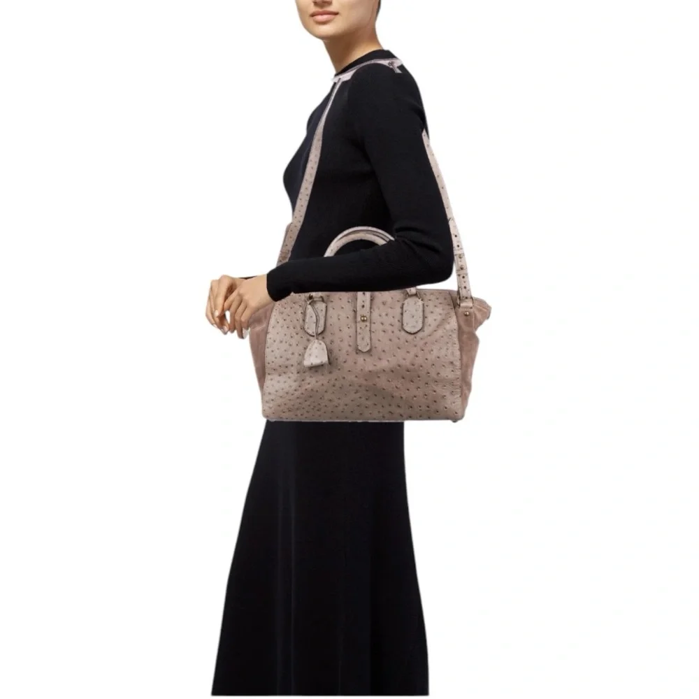 Kate Spade Westward Adventurer Satchel Taupe Ostrich Suede Large  Bag